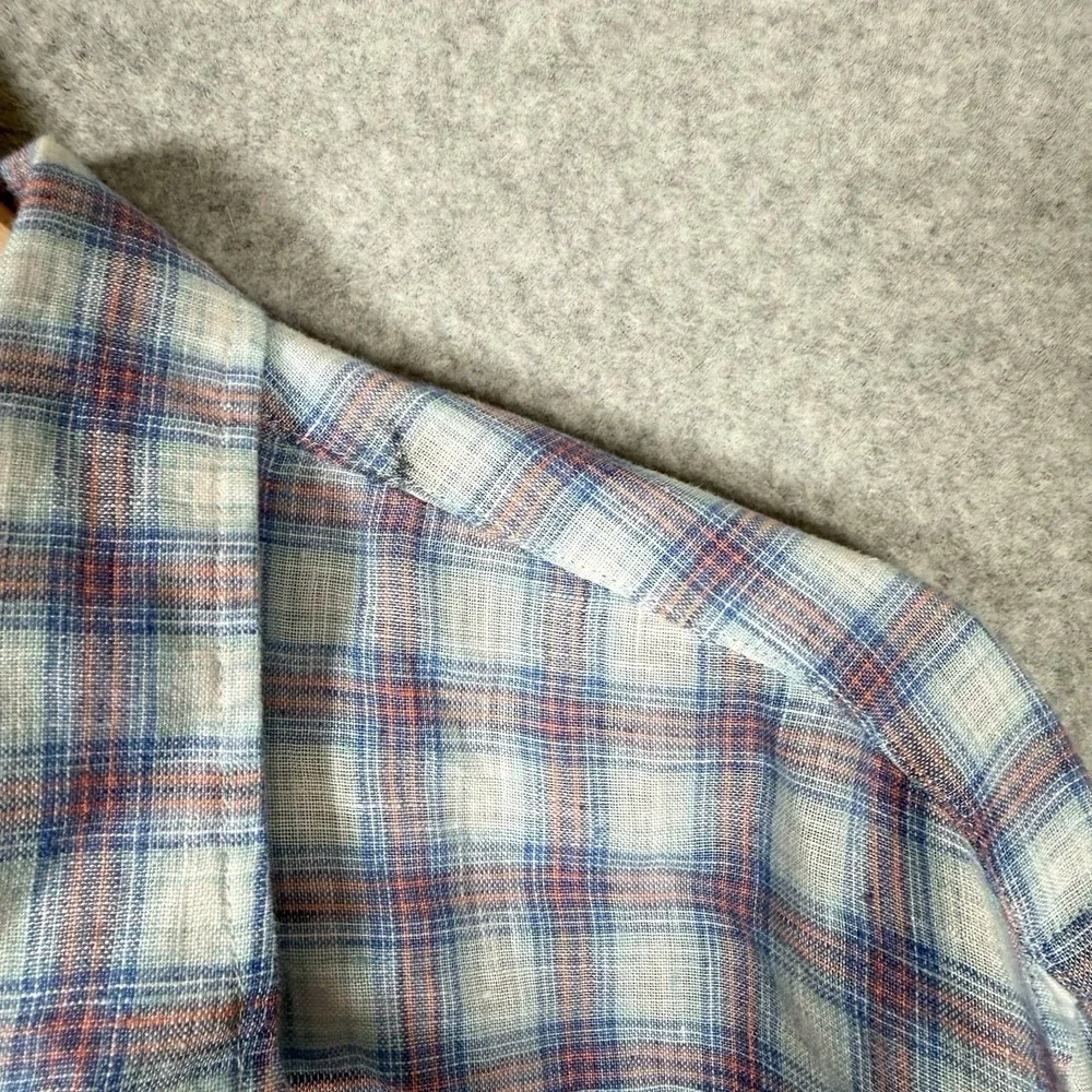 Peter Millar Linen Button Down Mens Large Blue Shirt